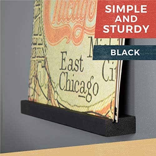 Ilyapa Vinyl Wall Mount Floating Record Shelves- 6 Pack, Black Wood
