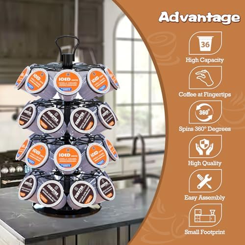 K Cup Holder,4-Tier Coffee Pod Holder Storage Organizer Stand,Holds 36 Pods