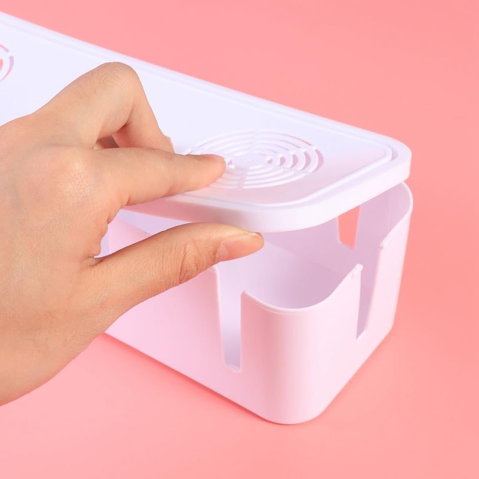 Cabilock Plug Socket Safety Box Cable Organizer with Childproof Cover Cord Storage Box 10.43X3.74X2.75 Inch Wire Managem