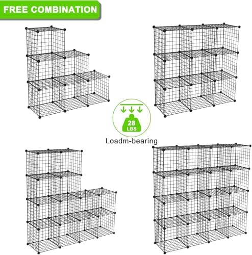 Wire Storage Cubes, Metal Storage Shelves Bookshelf, Stackable Modular Closet Organizer for Bedroom Living Room, Office,