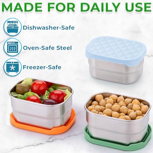 Small Metal Snack Containers - Stainless Steel - 8 oz, 4 PK, Fall Fest