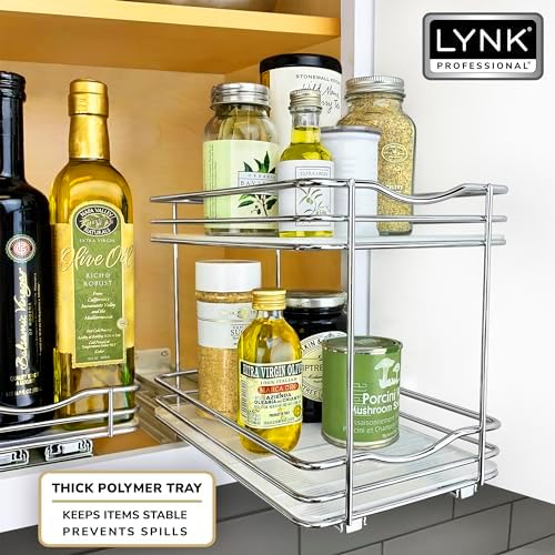 LYNK PROFESSIONAL® Pull Out Spice Organization for Cabinets - 6-3/8 inch Wide – Spice Rack for Inside Cabinets, Slide Ou