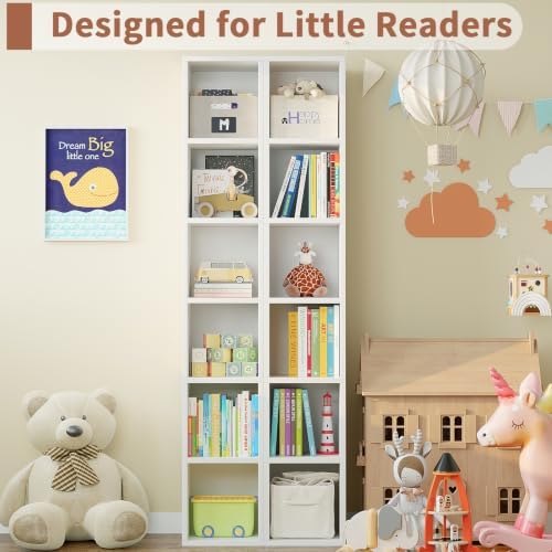 6-Tier Tall Narrow Bookshelf,Slim Bookcase with Open Cubes