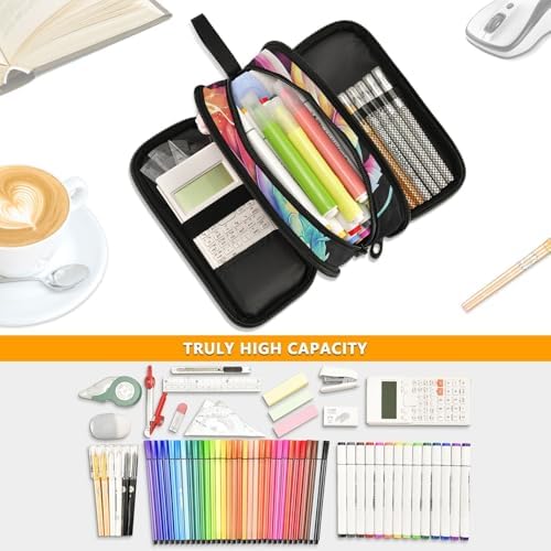 Custom Lightning Dragon Watercolor Pencil Case Box Boys Girls Personalized Name Large Pencil Pouch Stationery Pen Bag Organizer for Kids Adults School Office