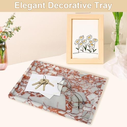 100% Marble Vanity Tray for Bathroom Counter, Kitchen, Coffee 11.8"
