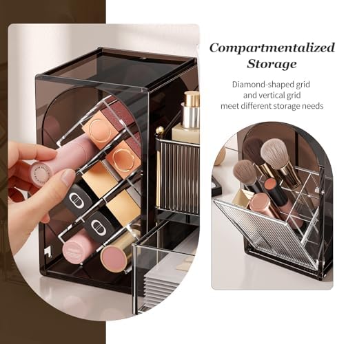 INVSSENE Stackable Makeup Organizer Countertop, Storage Perfume Skincare Cosmetic Lipstick Face Mask Makeup Brush Palett