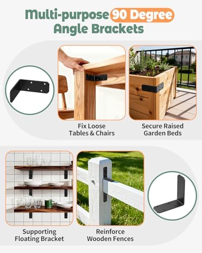 3"x3" L Brackets, 90 Degree Angle Iron, Black-16 Pcs