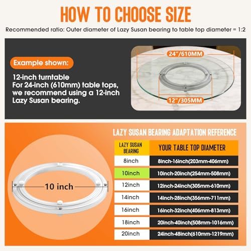 Lazy Susan Hardware 10 Inch, 500lbs Heavy Duty Bearing