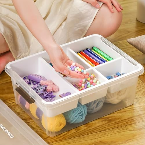 17QT Clear Plastic Craft Storage Box with Removable Tray & Lid - 2 packs
