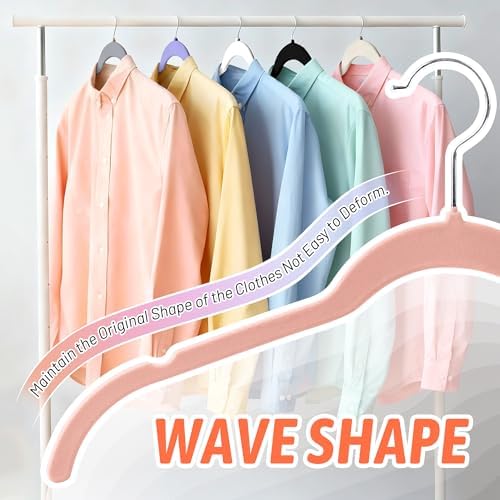 Sishynio Velvet Hangers 30 Pack, Non-Slip Slim Felt Hangers Multicolor