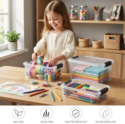 Superio 1.85 Quart Clear Plastic Storage Boxes with Lids, Stackable Organizer Containers, BPA-Free Storage Bins for Home
