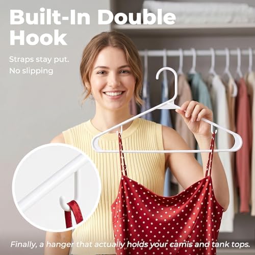 HOUSE DAY White Plastic Hangers 30 Pack, Slim Space-Saving Clothes Hangers
