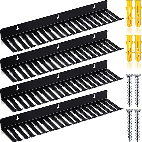Geetery 4 Pcs Wall Mountable Cable Hanger Cord Rack Organizer Black Holder with 19 Cable Slots Width from 5.5 to 9.5mm f