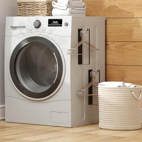 Magnetic Hanger Organizer, Thipoten 2Pack Hangers Holder for Washing Machine, Holding up to 30 Velvet/Wire/Plastic Hangers, Perfect Space Saver for Laundry Room (2, Black)