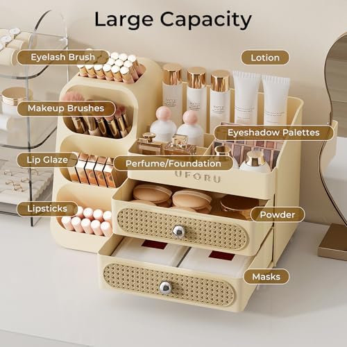 UFORU Makeup Organizer Countertop with Brush Holder for Vanity Bathroom