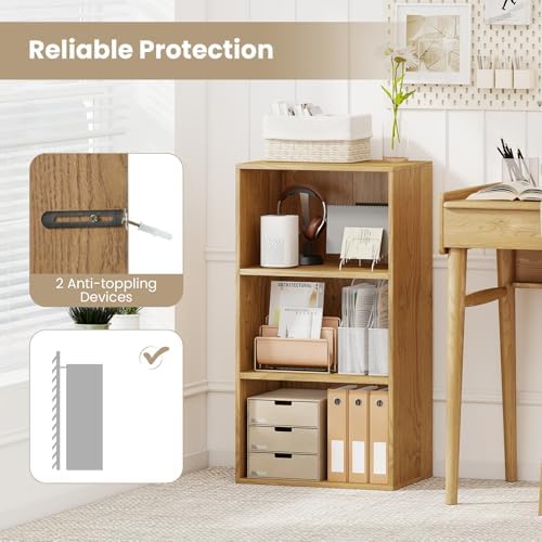 Giantex 3 Shelf Bookcase, Modern Bookshelf Cube Storage Organizer, Open Storage Cabinet Multi-Functional Home Office Bed