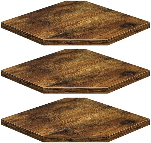 Fun Memories Corner Shelf Wall Mount, Floating Corner Shelves, Set of 3 Corner Wall Shelf Organizer, Rustic Wood Wall St
