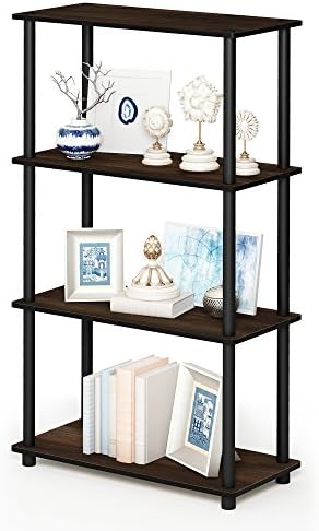 Furinno Turn-N-Tube Toolless 4-Tier Storage Shelves, Columbia Walnut