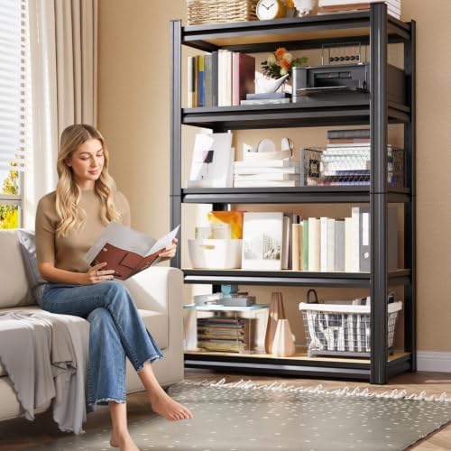 2-Pack Heavy Duty Garage Shelving for Garage, Warehouse & Workshop Organization, 71" H x 45.6" W x 17.7" D 5-Tier Adjust