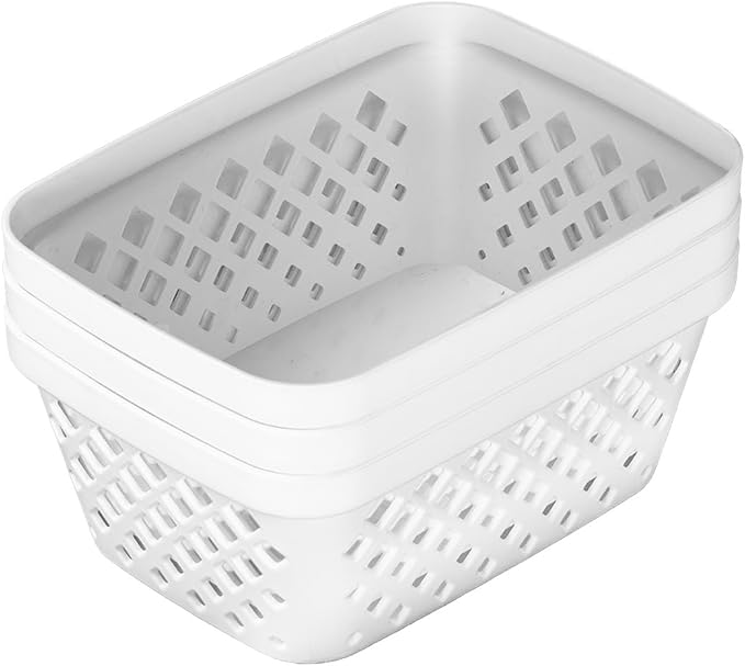 Glad Plastic Storage Basket Set - Multipurpose Drawer Trays, Kitchen Pantry Containers, and Bathroom Bins - Small Organizers, White, 6.25" L x 4.6" W x 2.7" H, 9 Count (Pack of 4)