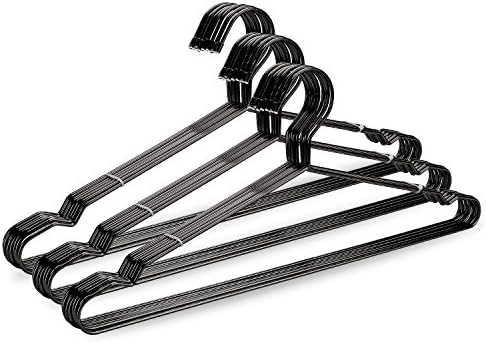 17.7" Strong Metal Wire Clothes Hangers, Coat Hanger Rack, Standard Suit Hangers, Metal Shirt Dress Hanger, 30 Pack, Black