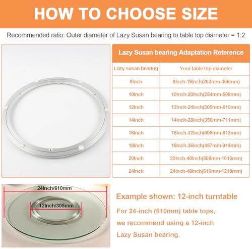 TamBee 10 Inch Lazy Susan Bearing Base - 130lb Capacity Aluminum Heavy Duty Lazy Susan Turntable Mechanism Kit for Smoot