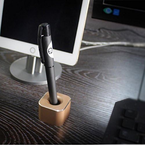 Coideal Single Pen Stand Holder, 2 Pcs Mini Aluminum Pen Base for Desk Fountain Pen, Toothbrush, Office (Silver & Gold)
