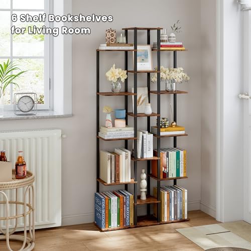 5 Tier Narrow Bookshelf, Tall Skinny Bookshelf, Slim Open Bookcase Corner