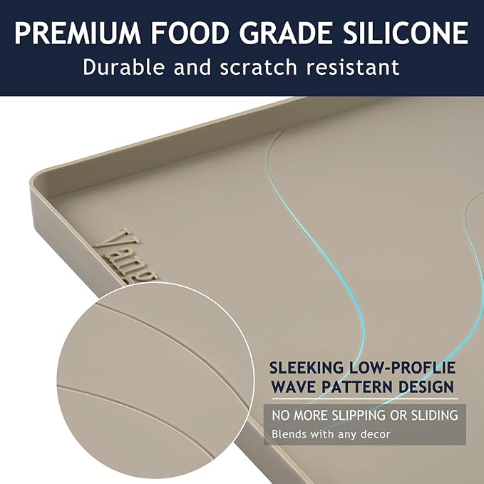 Heavy Duty Silicone Under Sink Mats for Kitchen Waterproof 37" x 19", Extra Thick Under Sink Rubber Mat Drip Tray, Raised Edge Under Sink Liner,Prevent Drips, Leaks, Spills,Brown
