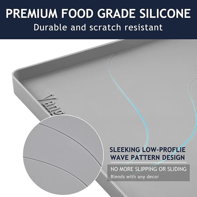 Heavy Duty Silicone Under Sink Mat for Kitchen&Bathroom 28" x 19",Waterproof Under Sink Rubber Mat Drip Tray, Raised Edge Under Sink Liner,Prevent Drips, Leaks, Spills,Grey