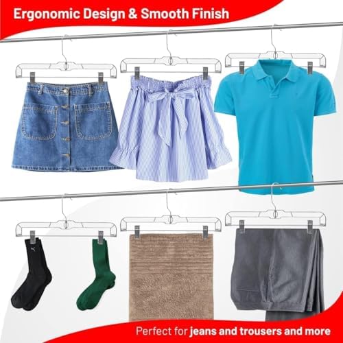 DEILSY™ Pants Hangers with Clips 25 Pack Skirt Hangers Clear Plastic