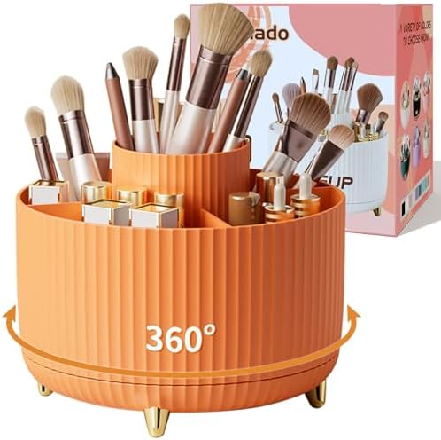 fanado 360° Rotate Makeup Brush Holder Organizer, Makeup Organizers Countertop, Makeup organization and Skincare Storage