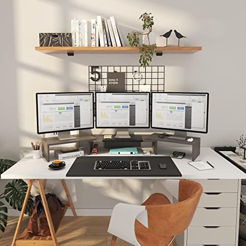 WESTREE Triple Dual Monitor Stand Riser, 56" Extra Long Monitor Stand for 1~2~3 Monitors, Monitor Stand with Length and 