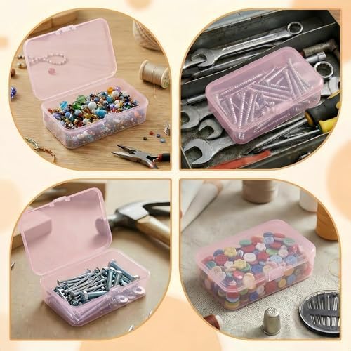 LJY 28 Pink Plastic Boxes, 3.3 x 2.2 x 1 in for Beads
