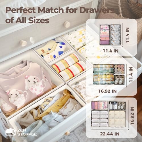 ZenStortage Cotton Linen Baby Drawer Organizers for Nursery, 20Pack Beige