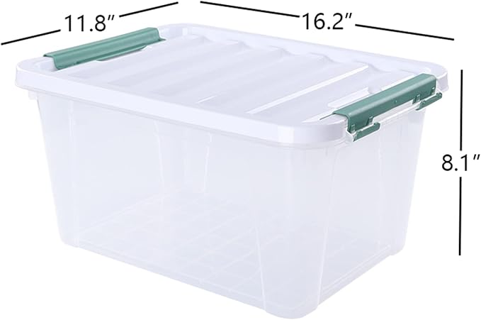Xyskin 20 Quart Clear Plastic Storage Boxes with Latching Lids, 6-Pack | Stackable Container Bin for Closet, Pantry, Kitchen, Garage and Dorm Organization, Clear Storage Box witth Green Secure Latch