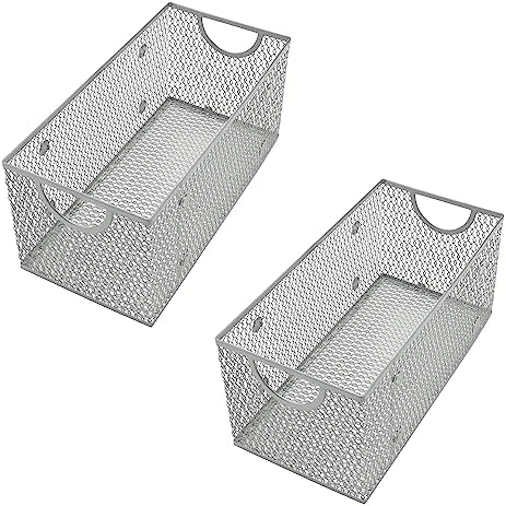 YBM Home Wire Mesh Storage Basket Organizer for CD and DVDs - 2 Pack