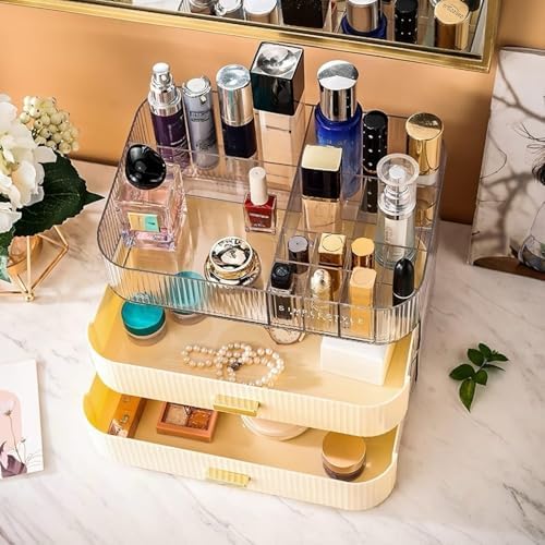 Makeup Organizer with Stackable Drawers, Bathroom Countertop Vanity Organizers and Storage, Ideal for Desk and Dresser, 