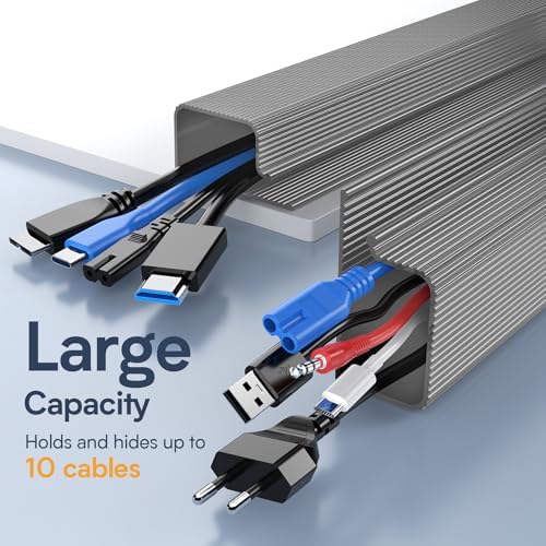 Delamu 2 Pack 15.7in Under Desk Cable Management, 2 Pack Safe Tidy Cable Management Under Desks for Home Office, Cord Or