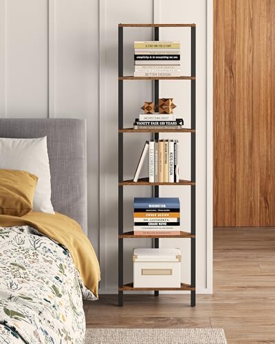 TUTOTAK Corner Shelf, 6-Tier Corner Bookshelf for Small Space
