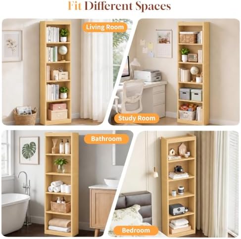 5 Tier Bookshelf,Open Storage Book Shelf,68 Inch Bookcase
