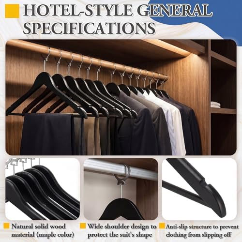 12 Pack Hotel Suit Hangers 17.5" Anti-Theft Security Hangers, Black