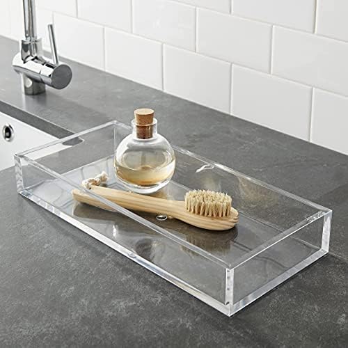 Huang Acrylic Clear Catchall Decorative Tray | Minimalistic Design for Keys, Wallet, Perfume, Jewelry, or Makeup | Recta