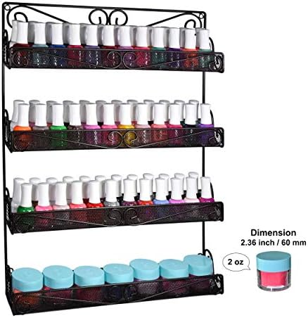 AMT 4 Tier Nail Rack, Pack Metal Wall Mount Organizer, Essential Oils Organizer, Pantry Cabinet Door Shelf Storage. Hang