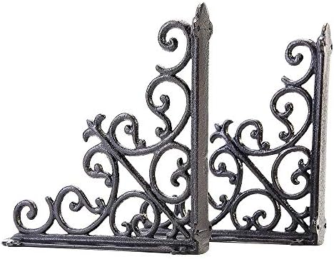 Sungmor 2PC 7.1 Inch Heavy Duty Decorative Brackets for Shelves, Vintage Victorian Cast Iron Shelf Bracket, Sturdy Black