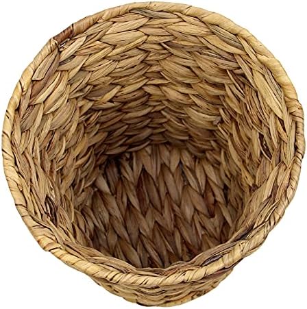 Casaphoria Round Water Hyacinth Garbage Baskets for Storage Natural Woven Hyacinth Laundry Rubbish Basket Durable Circul