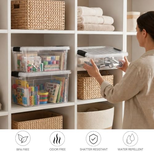 Superio 11 Quart Clear Plastic Storage Boxes with Lids, Stackable Organizer Containers, BPA-Free Storage Bins for Home, 