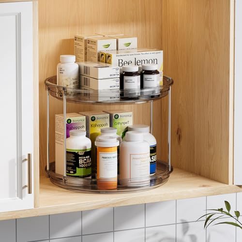 LAMU 2 Tier Lazy Susan Turntable Organizer 9.25'' Rotating Spice Rack Organization for Cabinet, Kitchen, Pantry, Counter