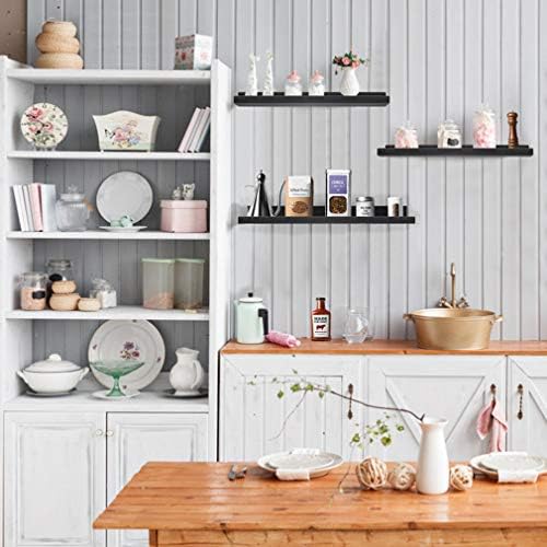 Lavezee 36 Inch Black Floating Wall Ledge Shelves Set of 3, Photo Picture Ledge Shelf with Lip for Office, Bedroom, Livi