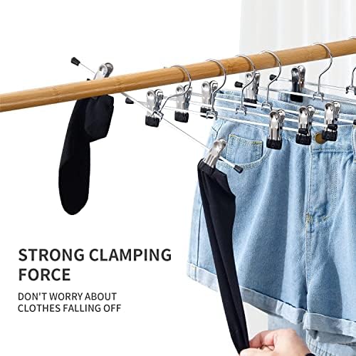 Cimlord 12 Pack Pants Hangers with Clips Skirt Hangers for Women Shorts Hangers Heavy Duty Metal Clothes Hanger for Closet Space Saving Non Slip Trousers Hanger Jeans Hanger for Men,Black,14 Inch